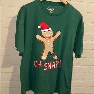 Gingerbread shirt Oh Snap! Christmas holiday XL unisex tee funny cotton poly